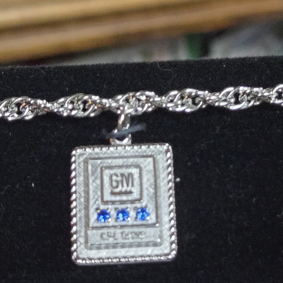 Sapphire 10k white gold charm & 12k rope bracelet GM motors 15year gift - Picture 2 of 11
